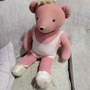 Vintage Pink Teddy Bear with Ballet Outfit